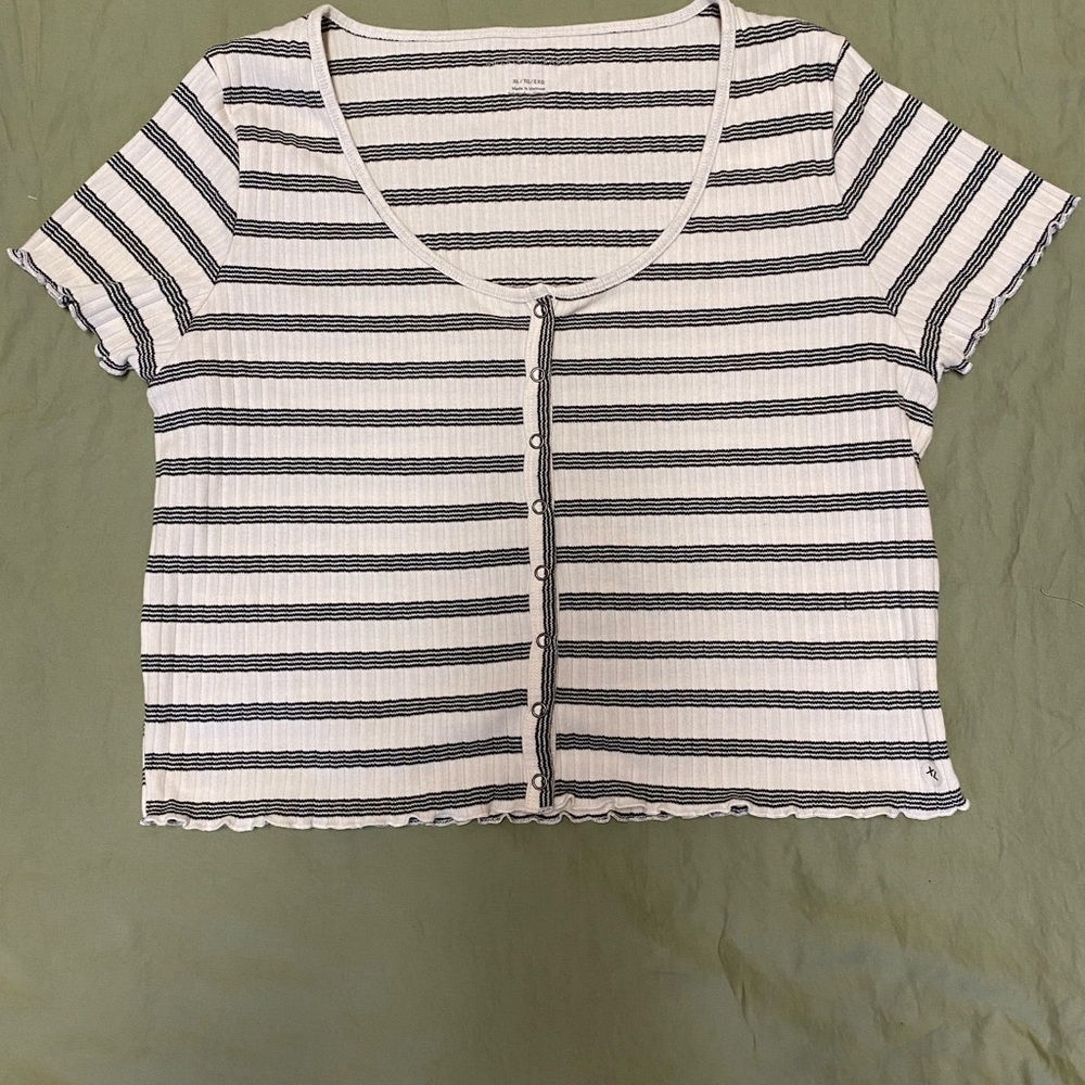 American Eagle -Black and white striped top